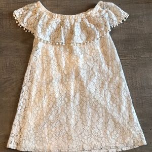 Cream crochet/lace off-shoulder floral dress